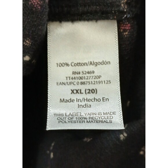 Time and Tru Women's Peplum  L/S Top Black Soot Floral XXL (20) Cotton EUC - Picture 7 of 7